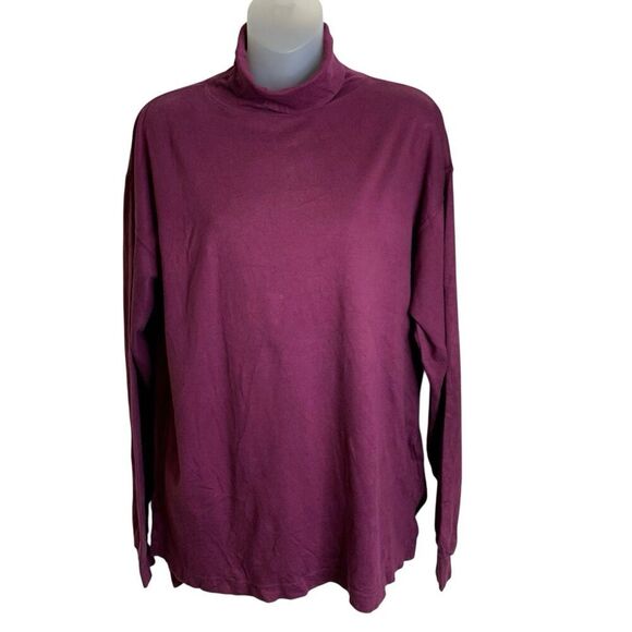 Peruvian Connection Womens Turtleneck Tunic Pima Cotton Long Sleeve Burgundy  XL - Picture 8 of 15